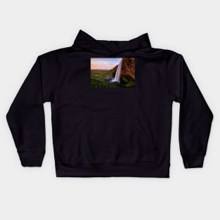 A Sunset at Seljalandsfoss Kids Hoodie